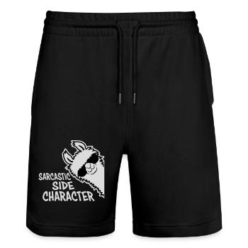 Lama Alpaka Sarcastic Side Character Sarkastisch - Stanley/Stella Unisex Bio Joggingshorts Trainer  - Schwarz - Vorne - Nik (191cm) & Marisol (170cm)
