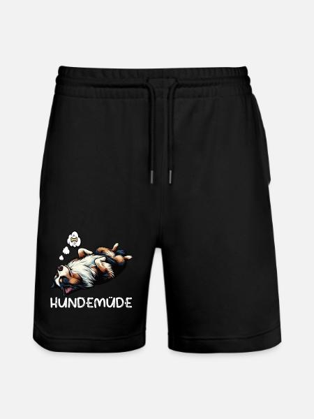 Hundemüde Australian Shepherd Aussie Aussiehalter - Stanley/Stella Unisex Bio Joggingshorts Trainer - Schwarz