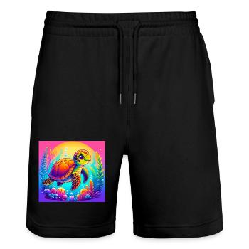 turtle - Stanley/Stella Trainer Unisex Organic Jogging Shorts - black - Front - Nik (191cm) & Marisol (170cm)