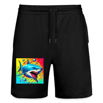 Requin - Short de jogging bio TRAINER Stanley/Stella unisexe - noir - Devant - Nik (191cm) & Marisol (170cm)