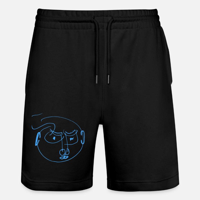 Gribouillis Portrait des Lignes Bleues - Short de jogging bio TRAINER Stanley/Stella unisexe - noir