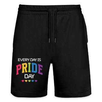 LGBT Pride Month - Every Day is Pride Day - Stanley/Stella Trainer Unisex Organic Jogging Shorts - black - Front - Nik (191cm) & Marisol (170cm)