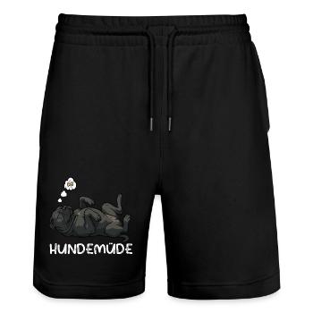 Hundemüde Cane Corso italienischer mastiff  - Stanley/Stella Unisex Bio Joggingshorts Trainer  - Schwarz - Vorne - Nik (191cm) & Marisol (170cm)