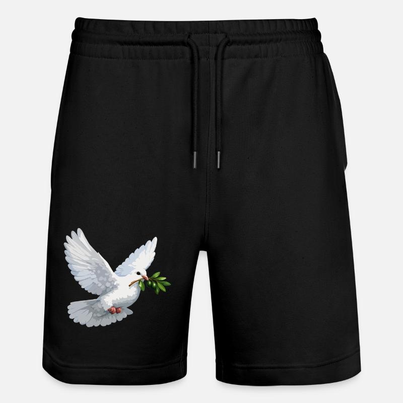 Taube mit Olivenzweig - Stanley/Stella Unisex Bio Joggingshorts Trainer - Schwarz