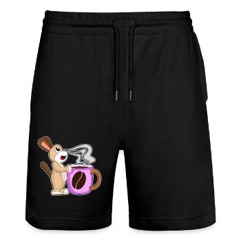 Dog Coffee Mug - Stanley/Stella Trainer Unisex Organic Jogging Shorts - black - Front - Nik (191cm) & Marisol (170cm)