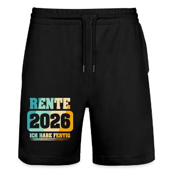 Rentner Rente 2026 - Stanley/Stella Unisex Bio Joggingshorts Trainer  - Schwarz - Vorne - Nik (191cm) & Marisol (170cm)