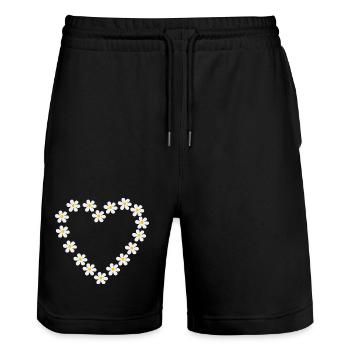Gänseblümchen Herz Design - Stanley/Stella Unisex Bio Joggingshorts Trainer  - Schwarz - Vorne - Nik (191cm) & Marisol (170cm)