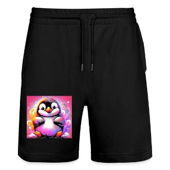 pingouin - Short de jogging bio TRAINER Stanley/Stella unisexe - noir - Devant - Nik (191cm) & Marisol (170cm)