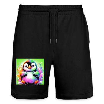 pingouin - Short de jogging bio TRAINER Stanley/Stella unisexe - noir - Devant - Nik (191cm) & Marisol (170cm)