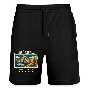 Mexiko Los Cabos Vintage Reisemarke - Stanley/Stella Unisex Bio Joggingshorts Trainer  - Schwarz - Vorne - Nik (191cm) & Marisol (170cm)