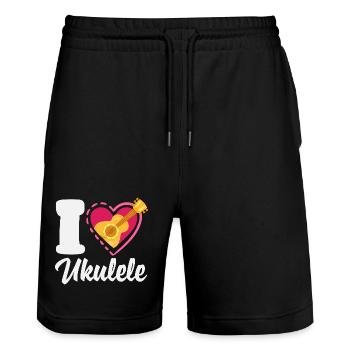 Funny Ukulele Designs and Sayings - Stanley/Stella Trainer Unisex Organic Jogging Shorts - black - Front - Nik (191cm) & Marisol (170cm)