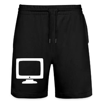 Retro Computer weiß Vintage 80er 90er Jahre - Stanley/Stella Unisex Bio Joggingshorts Trainer  - Schwarz - Vorne - Nik (191cm) & Marisol (170cm)