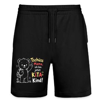Kita Kind Abschied mit Mama - Stanley/Stella Unisex Bio Joggingshorts Trainer  - Schwarz - Vorne - Nik (191cm) & Marisol (170cm)
