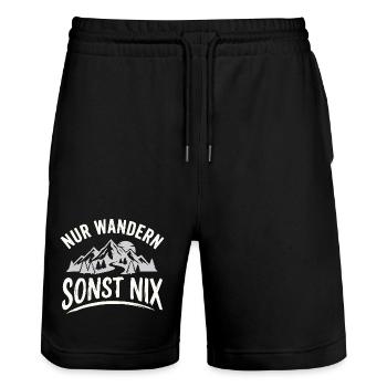 Nur Wandern Sonst Nix Berge Vintage - Stanley/Stella Unisex Bio Joggingshorts Trainer  - Schwarz - Vorne - Nik (191cm) & Marisol (170cm)