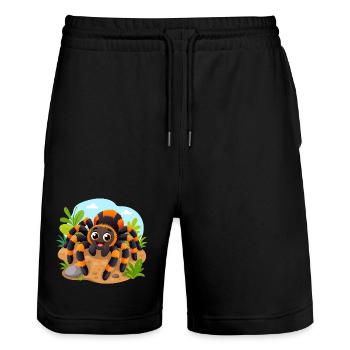 Lustige Vogelspinne - Stanley/Stella Unisex Bio Joggingshorts Trainer  - Schwarz - Vorne - Nik (191cm) & Marisol (170cm)