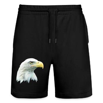 Adlerkopf, Weißkopfseeadler, Adler, Greifvogel aus - Stanley/Stella Unisex Bio Joggingshorts Trainer  - Schwarz - Vorne - Nik (191cm) & Marisol (170cm)