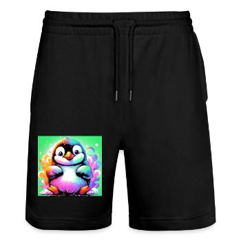 pingouin - Short de jogging bio TRAINER Stanley/Stella unisexe - noir - Devant - Nik (191cm) & Marisol (170cm)