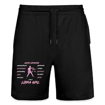 Signe du zodiaque Balance - Short de jogging bio TRAINER Stanley/Stella unisexe - noir - Devant - Nik (191cm) & Marisol (170cm)