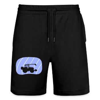 Maehdrescher Landwirtschaft - Stanley/Stella Unisex Bio Joggingshorts Trainer  - Schwarz - Vorne - Nik (191cm) & Marisol (170cm)