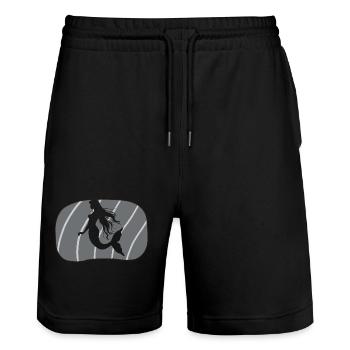 Mythical Creature Mermaid Fin - Stanley/Stella Trainer Unisex Organic Jogging Shorts - black - Front - Nik (191cm) & Marisol (170cm)