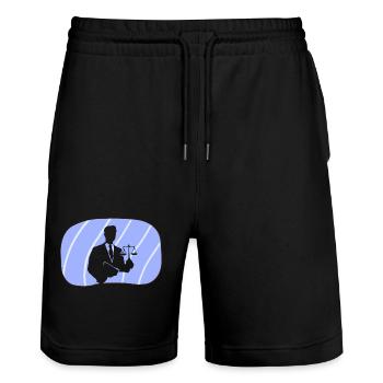 Court Lawyer - Stanley/Stella Trainer Unisex Organic Jogging Shorts - black - Front - Nik (191cm) & Marisol (170cm)