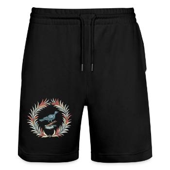 Die Nachtigall in Mårtes - Stanley/Stella Unisex Bio Joggingshorts Trainer  - Schwarz - Vorne - Nik (191cm) & Marisol (170cm)