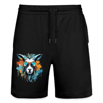 Party Bock aux couleurs vives - Short de jogging bio TRAINER Stanley/Stella unisexe - noir - Devant - Nik (191cm) & Marisol (170cm)