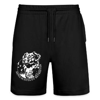 Nova Scotia Duck Tolling Retriever Portrait Dogs - Stanley/Stella Trainer Unisex Organic Jogging Shorts - black - Front - Nik (191cm) & Marisol (170cm)