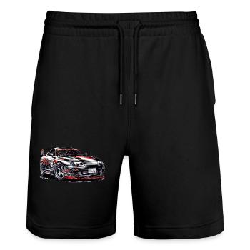 Drift King Elegance - Stanley/Stella Trainer Unisex Organic Jogging Shorts - black - Front - Nik (191cm) & Marisol (170cm)