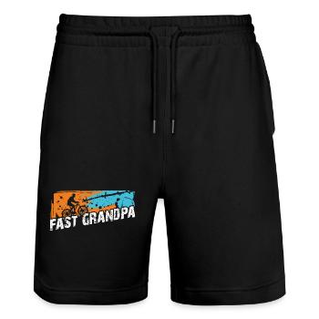 Schneller Opa auf dem Fahrrad - Stanley/Stella Unisex Bio Joggingshorts Trainer  - Schwarz - Vorne - Nik (191cm) & Marisol (170cm)