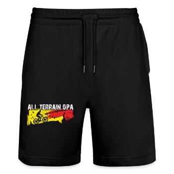 All Terrain Opa fährt über Stock und Stein - Stanley/Stella Unisex Bio Joggingshorts Trainer  - Schwarz - Vorne - Nik (191cm) & Marisol (170cm)