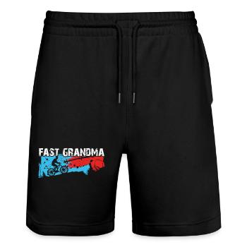 Quick granny on the bike - Stanley/Stella Trainer Unisex Organic Jogging Shorts - black - Front - Nik (191cm) & Marisol (170cm)