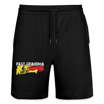 Quick granny on the bike - Stanley/Stella Trainer Unisex Organic Jogging Shorts - black - Front - Nik (191cm) & Marisol (170cm)