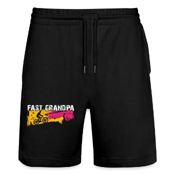 Schneller Opa auf dem Fahrrad - Stanley/Stella Unisex Bio Joggingshorts Trainer  - Schwarz - Vorne - Nik (191cm) & Marisol (170cm)
