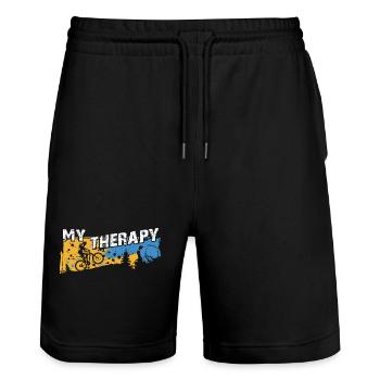 Riding a bike is my therapy - Stanley/Stella Trainer Unisex Organic Jogging Shorts - black - Front - Nik (191cm) & Marisol (170cm)