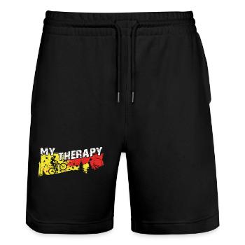 Bicycle biking is my therapy - Stanley/Stella Trainer Unisex Organic Jogging Shorts - black - Front - Nik (191cm) & Marisol (170cm)