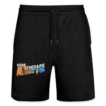 Fahrrad Biken ist meine Therapie - Stanley/Stella Unisex Bio Joggingshorts Trainer  - Schwarz - Vorne - Nik (191cm) & Marisol (170cm)