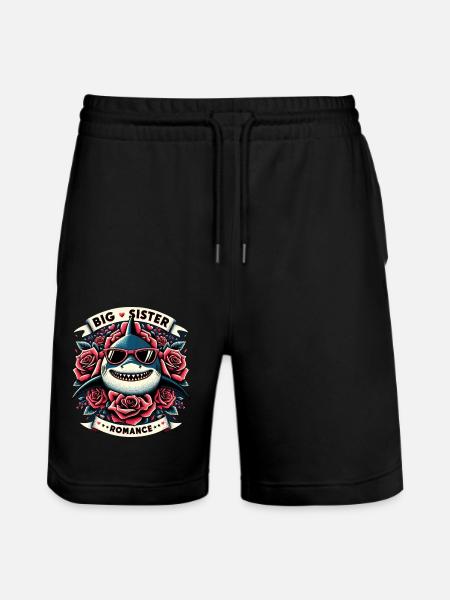 Big Sister Shark Romance - Stanley/Stella Trainer Unisex Organic Jogging Shorts - black