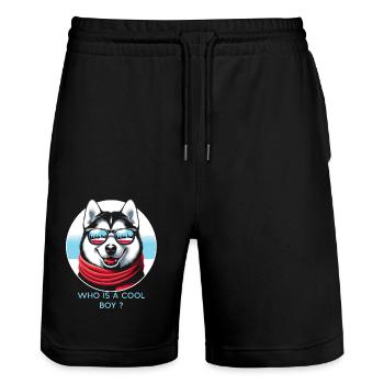 Coole Husky-Vitrine - Stanley/Stella Unisex Bio Joggingshorts Trainer  - Schwarz - Vorne - Nik (191cm) & Marisol (170cm)