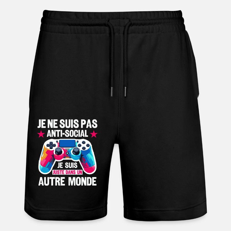 je ne suis pas anti-social - Short de jogging bio TRAINER Stanley/Stella unisexe - noir