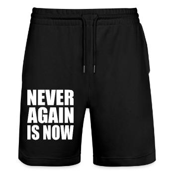Never again is now - Stanley/Stella Unisex Bio Joggingshorts Trainer  - Schwarz - Vorne - Nik (191cm) & Marisol (170cm)