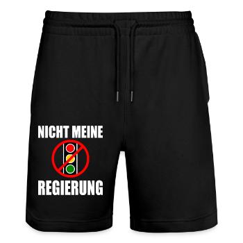 Nicht meine regierung - Stanley/Stella Unisex Bio Joggingshorts Trainer  - Schwarz - Vorne - Nik (191cm) & Marisol (170cm)