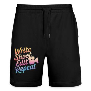 Filmmaker Film Director Cinematographer Film - Stanley/Stella Trainer Unisex Organic Jogging Shorts - black - Front - Nik (191cm) & Marisol (170cm)
