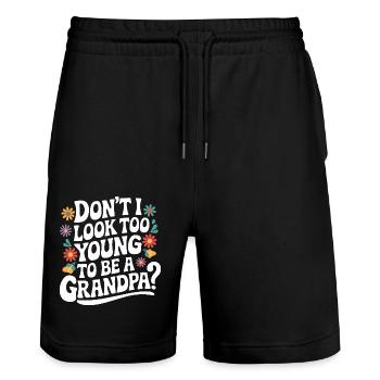 Papy Grand-père Famille Fête des pères - Short de jogging bio TRAINER Stanley/Stella unisexe - noir - Devant - Nik (191cm) & Marisol (170cm)