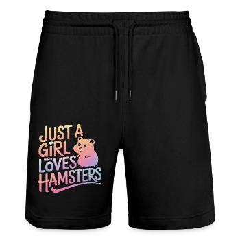 Hamster - Short de jogging bio TRAINER Stanley/Stella unisexe - noir - Devant - Nik (191cm) & Marisol (170cm)