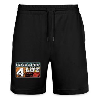 SimRacer 4 Life (weißer Text) - Stanley/Stella Unisex Bio Joggingshorts Trainer  - Schwarz - Vorne - Nik (191cm) & Marisol (170cm)
