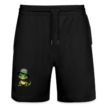 Lizzard w. Bucket-Hat - Stanley/Stella Unisex Bio Joggingshorts Trainer  - Schwarz - Vorne - Nik (191cm) & Marisol (170cm)