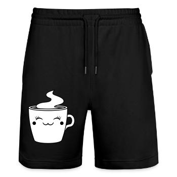 gesicht tasse suess niedlich weiblich heiss kaffee - Stanley/Stella Unisex Bio Joggingshorts Trainer  - Schwarz - Vorne - Nik (191cm) & Marisol (170cm)