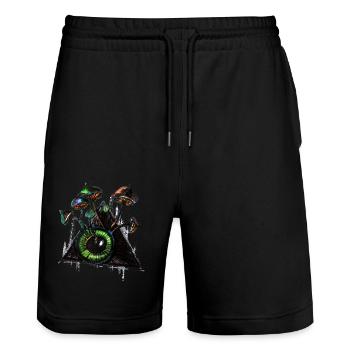 A special fungus and the all-seeing, third eye - Stanley/Stella Trainer Unisex Organic Jogging Shorts - black - Front - Nik (191cm) & Marisol (170cm)