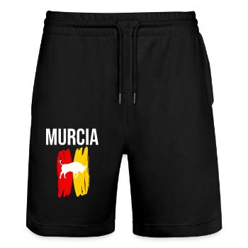 Murcia Gift Spain Murcia Souvenir Bull - Stanley/Stella Trainer Unisex Organic Jogging Shorts - black - Front - Nik (191cm) & Marisol (170cm)